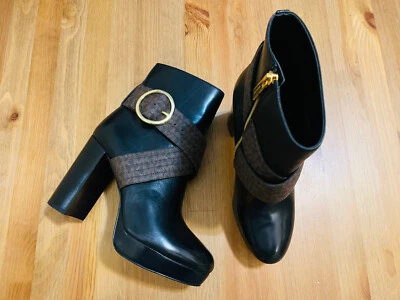 Michael Kors Remi Plataforma Tacón Cuero Botines Negro Nuevo Sin Caja Talla 11 Foto 1 de 4