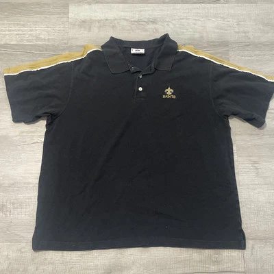 Camisa POLO Y2K New Orleans Saints Negra Dorada 2XL 100% Algodón NFL De Colección Foto 1 de 4