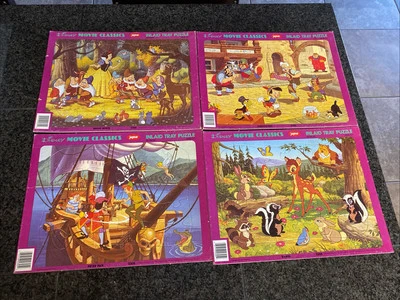 Vintage Lot of 4 Jaymar Walt Disney Movie Classics Tray Puzzles Snow White Bambi Foto 1 de 4