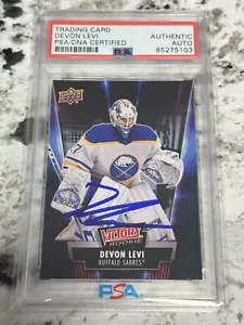 2023-24 UPPER DECK VICTORY #V-7 DEVON LEVI ROOKIE RC AUTO PSA/DNA AUTHENTIC - Picture 1 of 2
