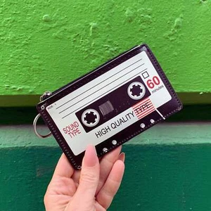 Cassetta retrò grafica nero bianco carino cool piccolo/mini zip moneta/cambio borsa/ba - Foto 1 di 9