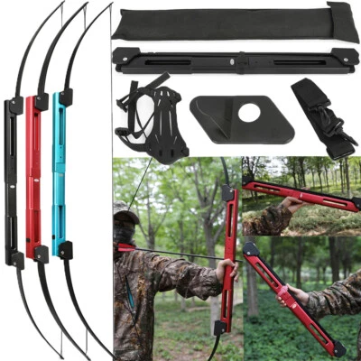 58" Archery Folding Bow 35lbs Straight Recurve Bow Longbow Portable Hunting R/LH - Image 1 of 4