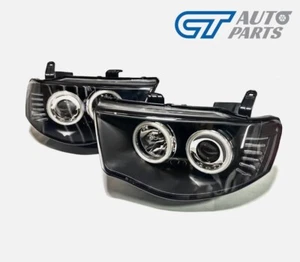 Black Ultra LED Angel Eyes Projector Headlights for 2006-2015 Mitsubishi Triton - Picture 1 of 17