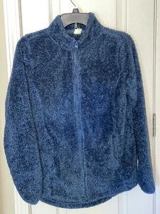 Women’s St. John's Bay 1/4 Zip Navy Blue Sherpa Jacket Size Small 19” Pit To Pit - Picture 1 of 5