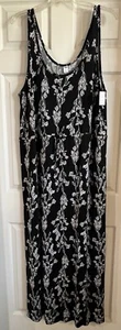 Old Navy 3X printed knit plus-size maxi dress black floral print NWT New - Picture 1 of 11