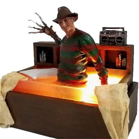 Horror Resin Figure Freddy Krueger Statue Decorations Halloween Toys Light Up Cover