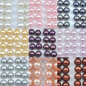 7mm Button Half-drilled Freshwater Pearls Flat Back for Making Earrings AAA - Picture 1 of 15