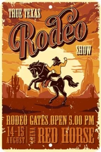 True Texas Rodeo Cowboy Wild Aluminum Tin Sign Plaque Man Cave Bar Decor S36 - Picture 1 of 1