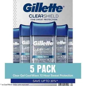 Gillette Cool Wave Clear Gel Men's Antiperspirant and Deodorant, 3.8 oz., 5 pk - Picture 1 of 1