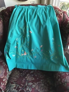 Vintage Cotton Wrap Around Hand Embroidered Turquoise Skirt - Imagen 1 de 4