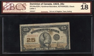 1923 Dominion of Canada Twenty-Five Cents - ERROR - Cutting Error - DC-24a-E25 - Image 1 of 2