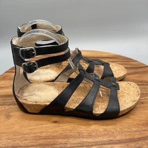 UGG Sechura Size 8 Gladiator Sandals w/ Sheepskin Heel Black Womens #1811 - Picture 1 of 8