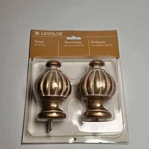 Levolor Wood Pumpkin Finials for 1 3/8" Rods, Gold (V29219.076) - Picture 1 of 4