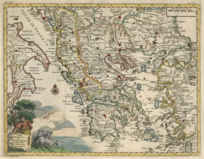 Map "Carta Geografica del Levante Veneto" (Italy-Greece-Albania) Cepparuli, 1740 - Image 1 of 4