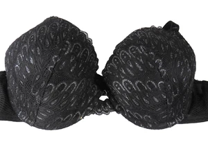 George Entice Black/Silver Lace Padded Push Up Bra 40DD underwired - Picture 1 of 6
