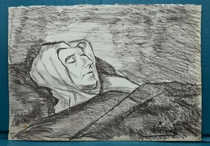 VINCENT VAN GOGH - DRAWING, CHARCOAL ON PAPER, SIGNED, VTG, ARTWORK, PICASSO ERA - Picture 1 of 5