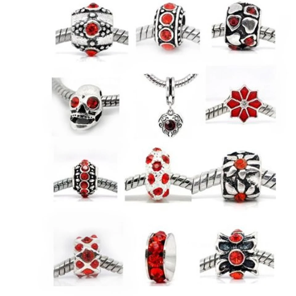 Diez (10) de cuentas de diamantes de imitación de cristal rojo surtidos de tonos Foto 1 de 1