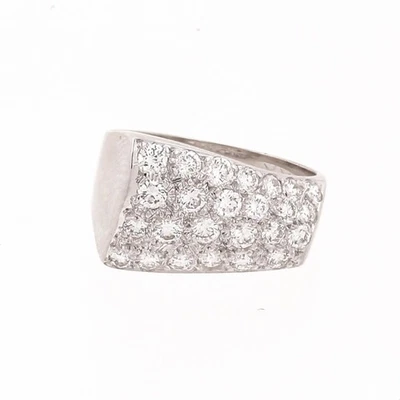 Anillo de banda ancha de diamantes en racimo de 1,25 TW de oro blanco macizo de 18 quilates talla 6 Foto 1 de 4