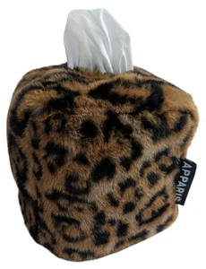 Apparis Davey Pluche Tissue Box Cover Leopard Print Faux Fur Decor - Picture 1 of 8