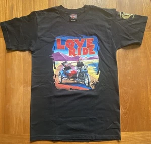 Vintage Harley Davidson Love Ride 19 T Shirt Graphic Black Men M Motorcycle 2002 - Picture 1 of 6