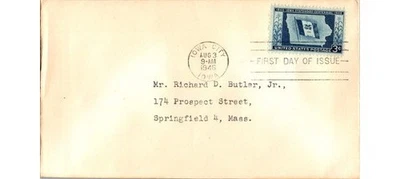 1946 Iowa City First Day Cover: Statehood Centennial Flag & Corn Stamp - Image 1 of 2