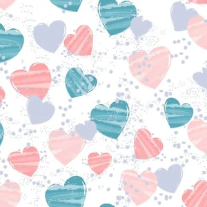BTY 3 Wishes Mommy & Me Hearts Color Heart Flannel Cotton Fabric By The Yard - Picture 1 of 1