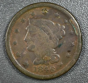 Centavo grande Liberty Head 1846 cabello trenzado - centavo de cobre de EE. UU.  - Imagen 1 de 4