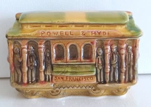 Pretty/Old Majolica Train-Shape Covered Box with Lid or Match Box - Picture 1 of 8