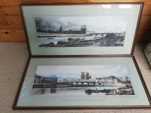 2 stampe litografiche Thomas Girtin Notre Dame Tuileries e ponte n. 472/5000 - Foto 1 di 9