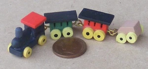 Painted Wooden 4 Piece Toy Train Tumdee 1:12 Scale Dolls House Miniature Nursery
