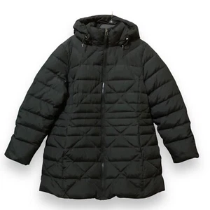 Lands End Goose Down Winter Coat Women's Size XL Black Removable Hood Pockets - Picture 1 of 6