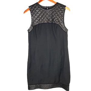 Alexander Wang Women's Size 10 Black Quilted Leather Yoke Sheath Dress LBD - Picture 1 of 9