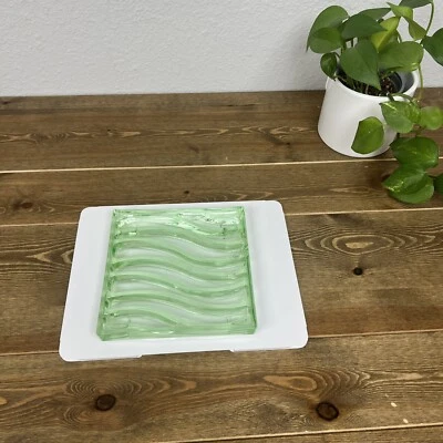 Green Art Glass Olive Serving Tray Vintage - Image 1 of 4
