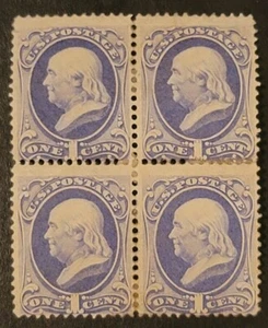 Scott#: 145 - Benjamin Franklin, Block of Four MHOG SCV3,500 w/2011 PSAG - Picture 1 of 3