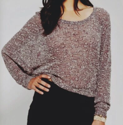 Suéter Recortado Sparkle & Fade UO Extreme Dolman Tejido Fino Relajado Borgoña Talla M Foto 1 de 4