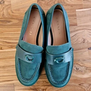 Mocassino Coach Leah verde firmato tela, taglia EU 36 US 5,5 B CC732 - Foto 1 di 9