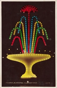 Postcard Fountain Night Illuminations Blackpool Lancashire England - Picture 1 of 2