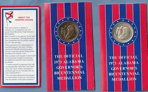 Medallas oficiales del bicentenario de los gobernadores de Alabama de plata esterlina y bronce ~ 1973 - Imagen 1 de 4