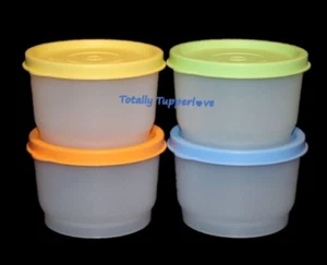 4 tazas de aperitivos Tupperware de 4 oz. Juego de contenedores amarillo naranja azul verde NOS ❤️ - Imagen 1 de 2