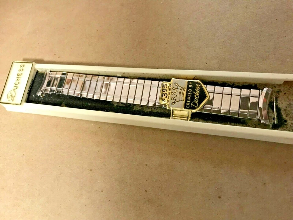 Correa de reloj vintage 16 mm 18 mm 19 mm años 50 Premium Duquesa EE. UU. PLATEADA 1E Foto 1 de 2