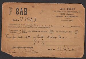 1924 Leon Deloy - France 8Ab - First Transatlantic Radio Contact Qsl Card Signed
