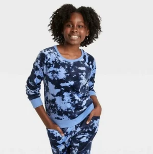 Girls' Cozy Velour Crewneck Sweatshirt - art class Blue XS (4/5) - Picture 1 of 1
