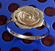 Solid 10K rose gold big flower ring