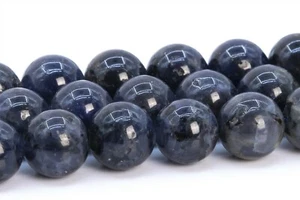 9MM Genuine Natural Dark Blue Iolite Beads Grade A+ Round Gemstone Loose Beads - Picture 1 of 4
