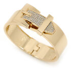Polished Gold Tone, Clear Crystal 'Belt' Bangle Bracelt - 19Cm L