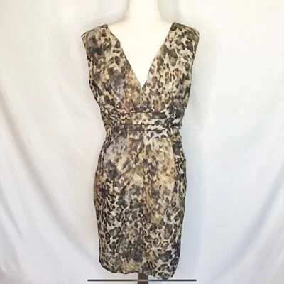 Suzi Chin Maggy Dress Size 6 Boutique Cheetah Animal Print V Neck Sleeveless - Image 1 of 4