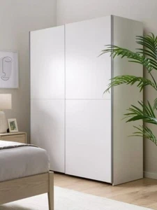 White matt sliding doors wardrobe Time, 170 cm wardrobe, FREE shelves & delivery - Picture 1 of 14