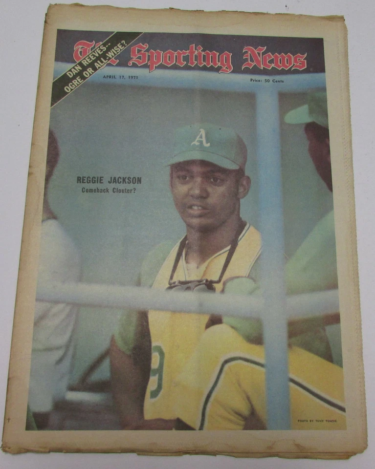 Reggie Jackson Oakland A's 17 de abril de 1971 cubierta de noticias deportivas 144683 Foto 1 de 1