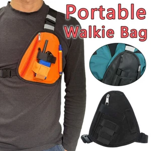 Portable Walkie Talkies Bag Nylon Harness Chest Radio Vest Pack Pouch Holster - Picture 1 of 16