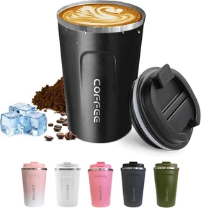 Reisekaffeebecher auslaufsicher, Mehrwegkaffeetassen mit Deckel, Edelstahl - Bild 1 von 7